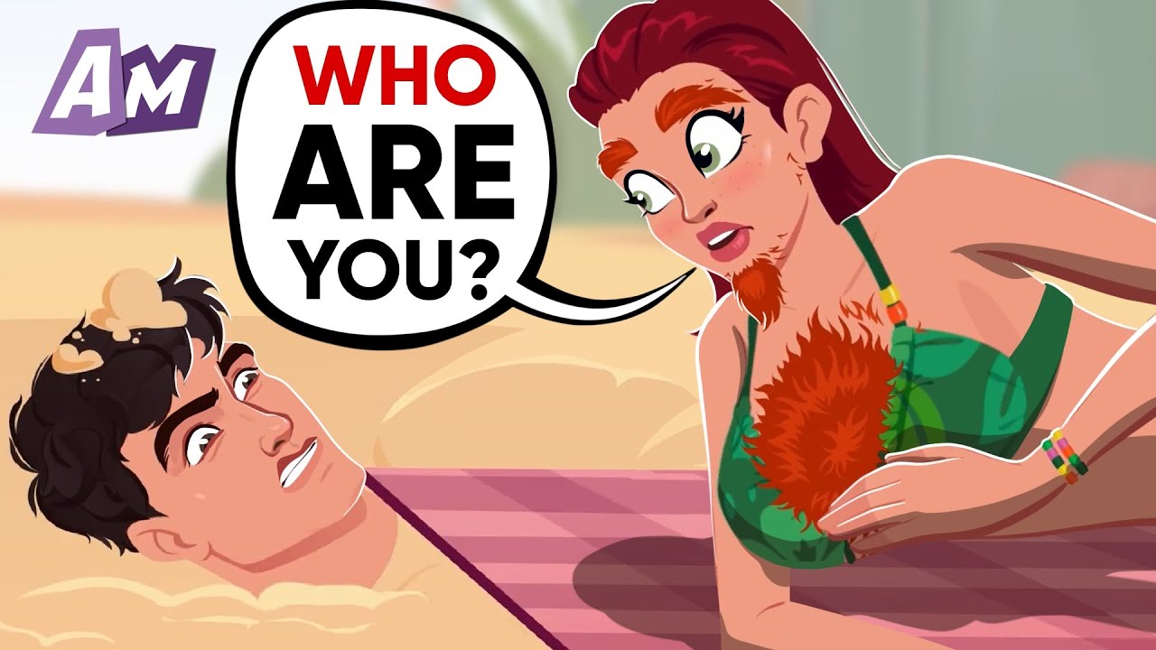 男子伪装成沙滩上的沙子偷看美女