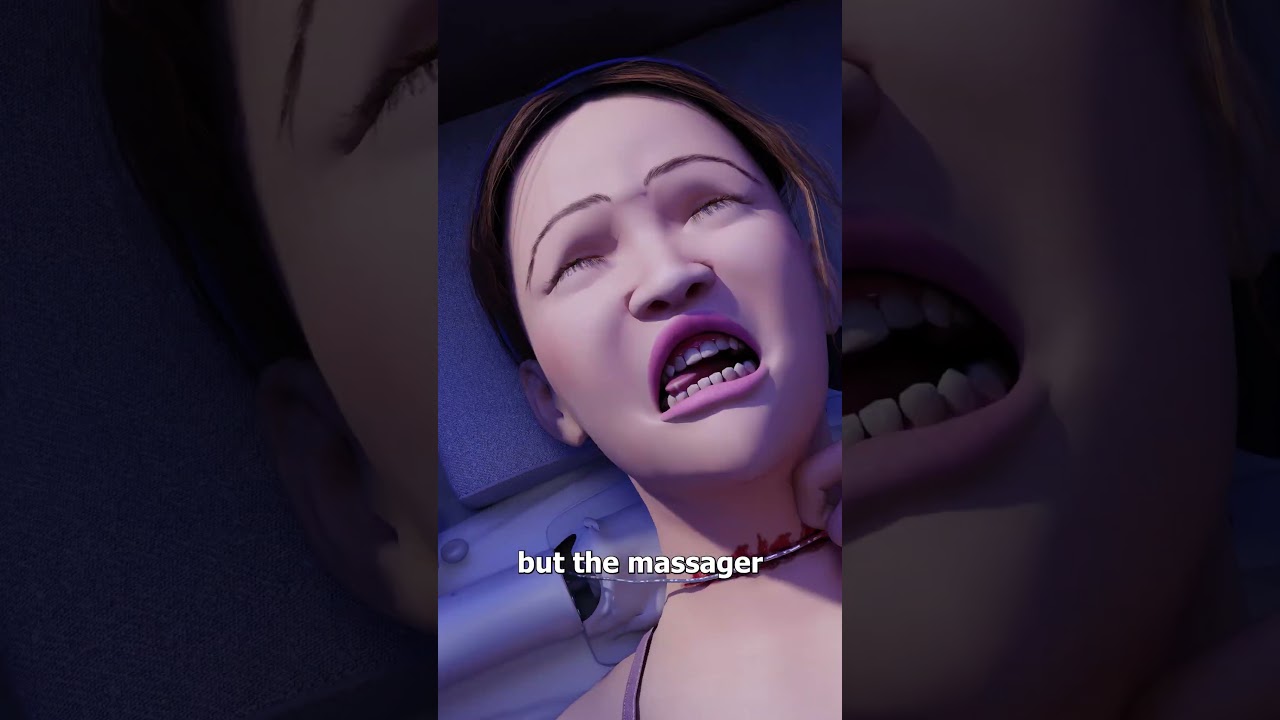 女子被颈部按摩器勒住脖子